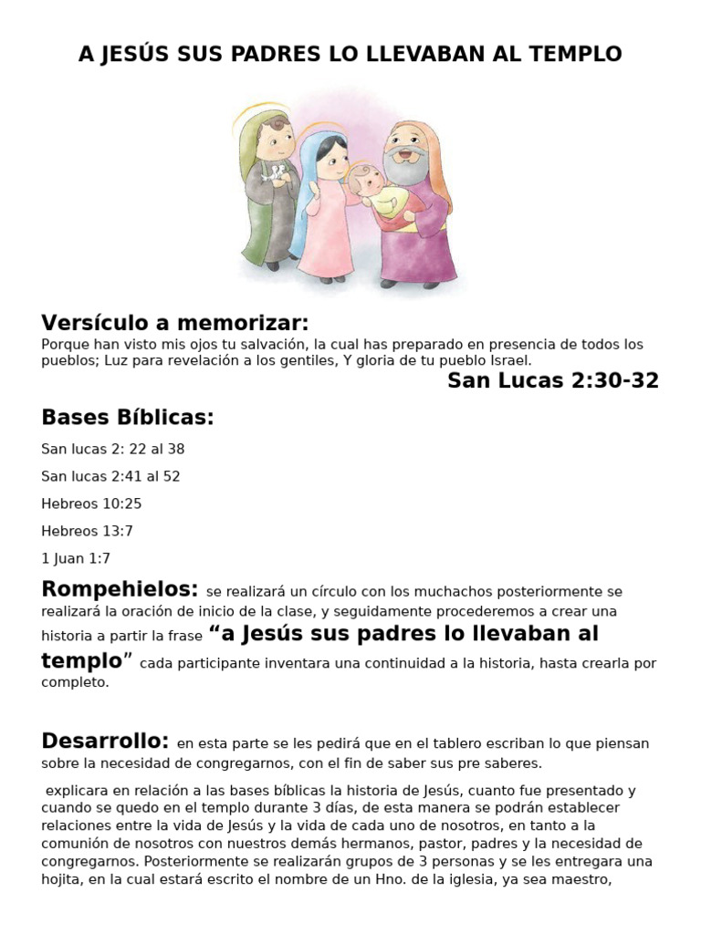 A Jesús Sus Padres Lo Llevaban Al Templo | PDF