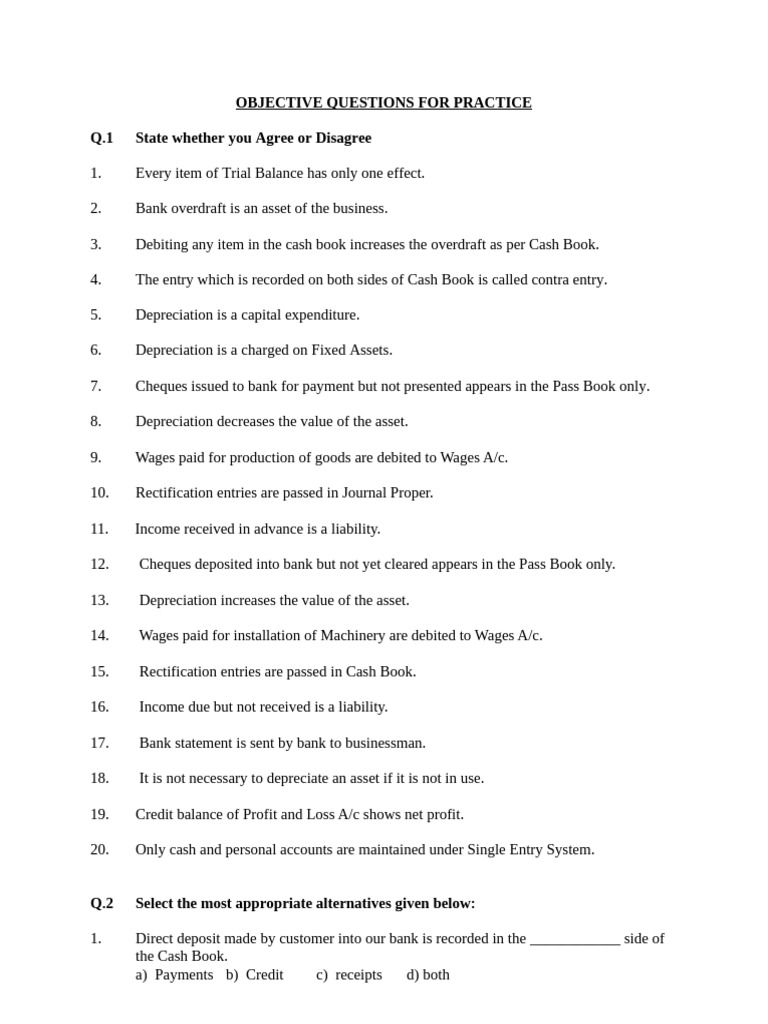 Fyjc Practice Objectives Question Bank | PDF | Debits And Credits ...