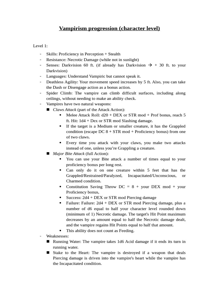 Vampirism Progression (Ilikian) | PDF