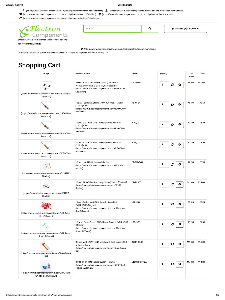 Shopping Cart final | PDF | Electrical Connector | Resistor