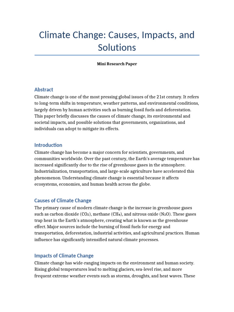 Climate Change Mini Research Paper | PDF | Climate Change | Climate ...