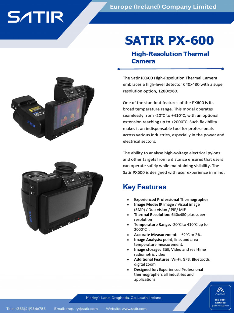 SATIR PX-600 - New Gen 640x480 Thermal Camera-Spec | PDF | Thermography ...