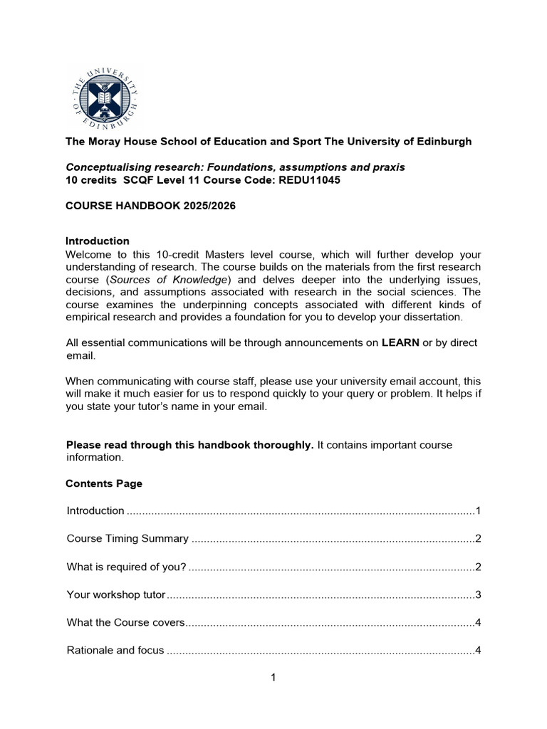 CR Course Handbook 2026 - SCVF - 2 | PDF | Methodology | Qualitative ...