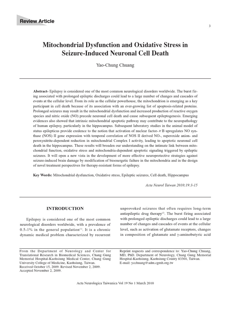 Mitochondrial Dysfunction and Oxidative Stress | PDF | Mitochondrion ...