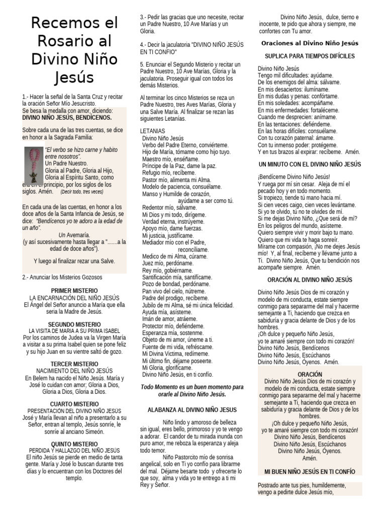 Recemos El Rosario Al Divino Niño Jesús - Brochure | PDF | María, madre ...