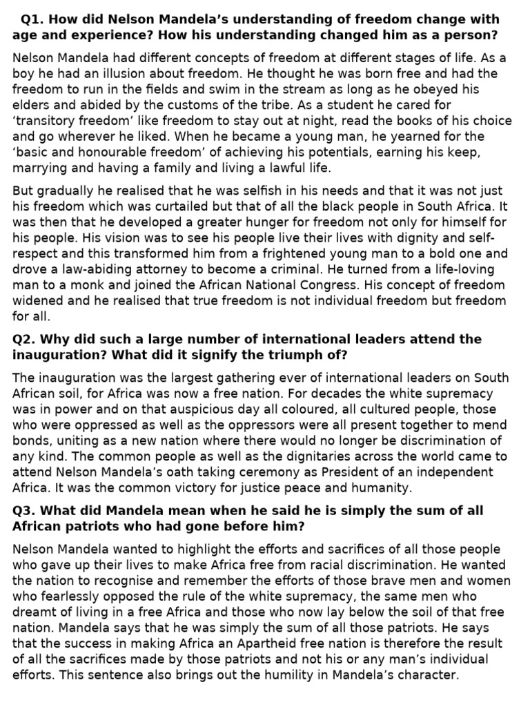 Nelson Mandela Notes | PDF | Nelson Mandela | Apartheid