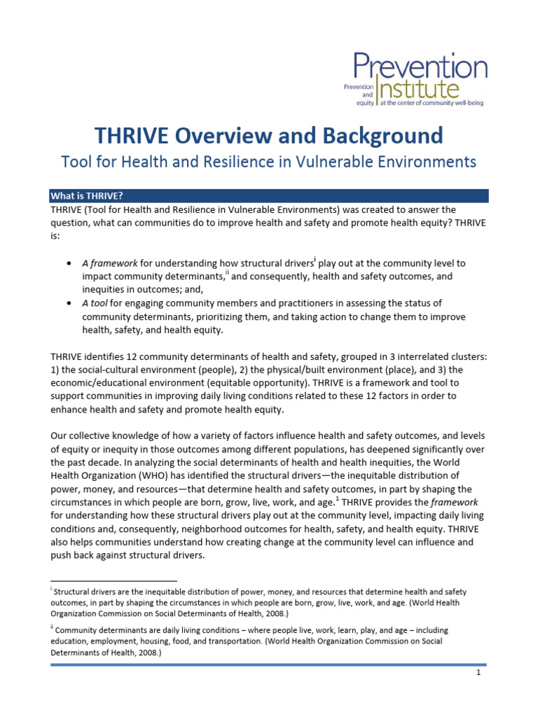 THRIVE Overview and Background | PDF | Health Equity | Health Care