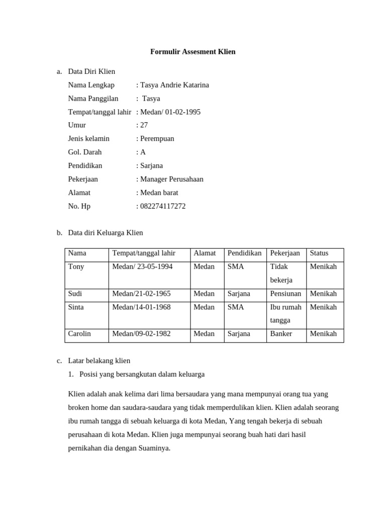 Tugas 3 Formulir Assesment | PDF