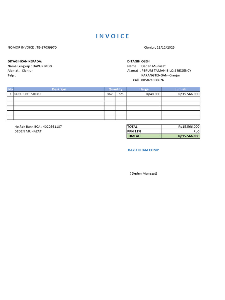 Invoice MBG | PDF