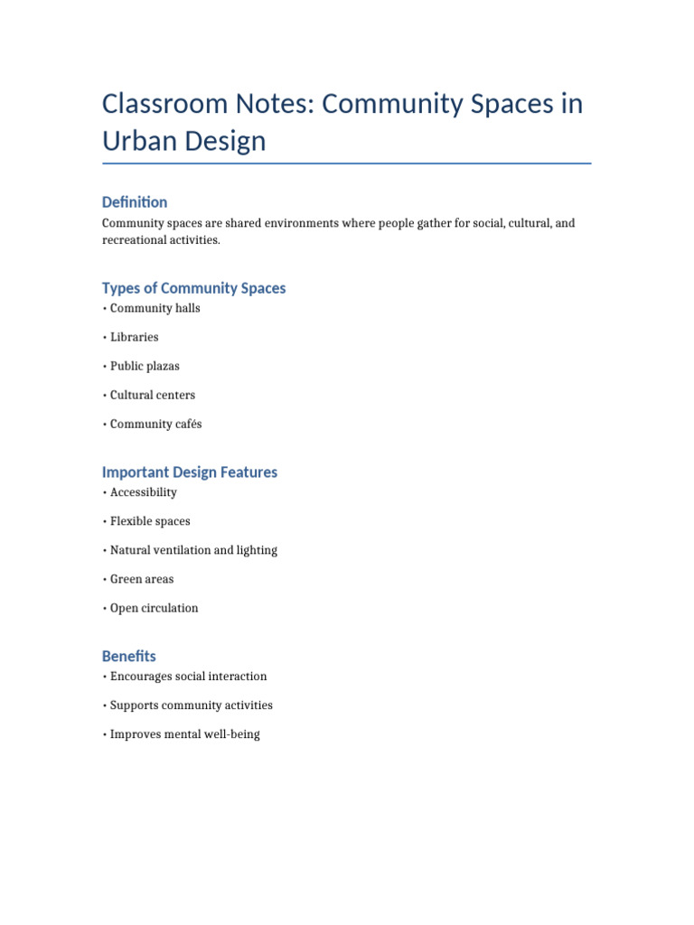 Classroom Notes Community Spaces | PDF