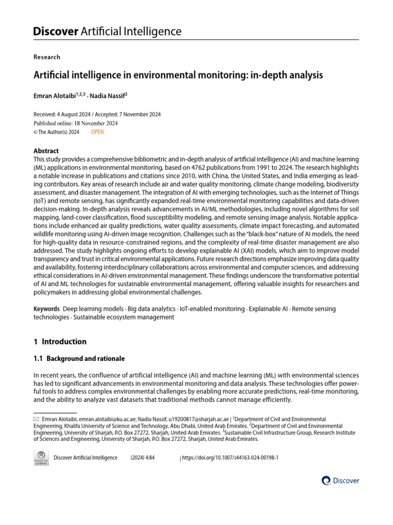 Artificial Intelligence in Environmental Monitoring in‑Depth Analysis ...