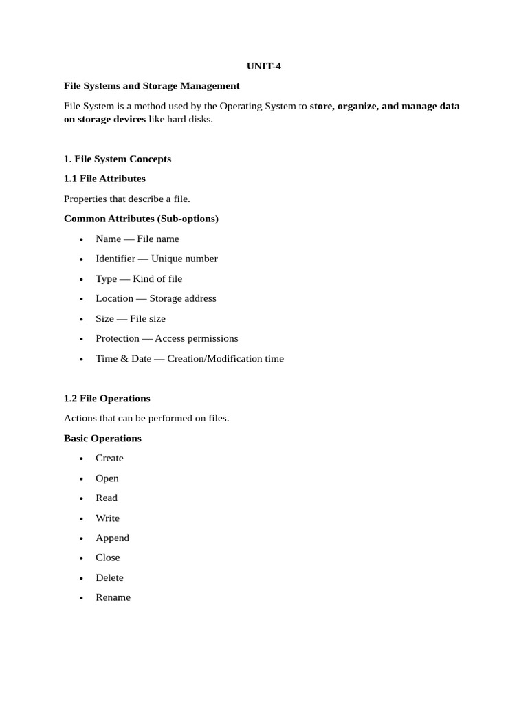 UNIT-4 | PDF | Computer File | File System