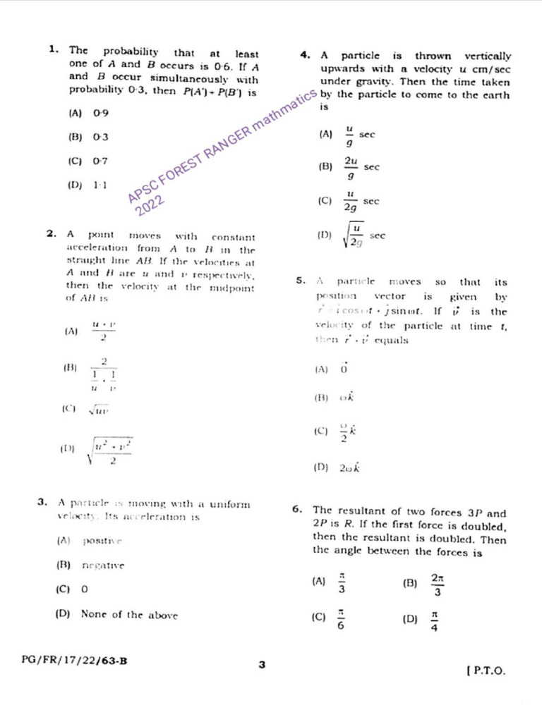 Ranger Maths Pyq 2023 | PDF
