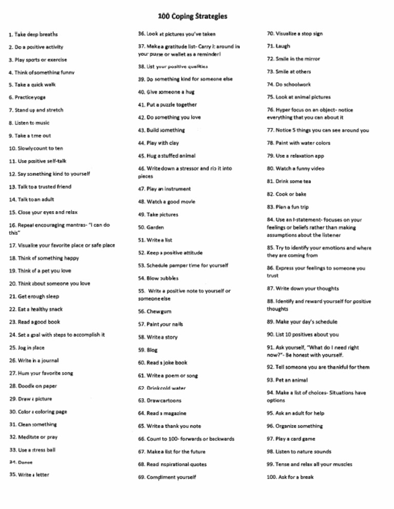 100 Coping Skills | PDF