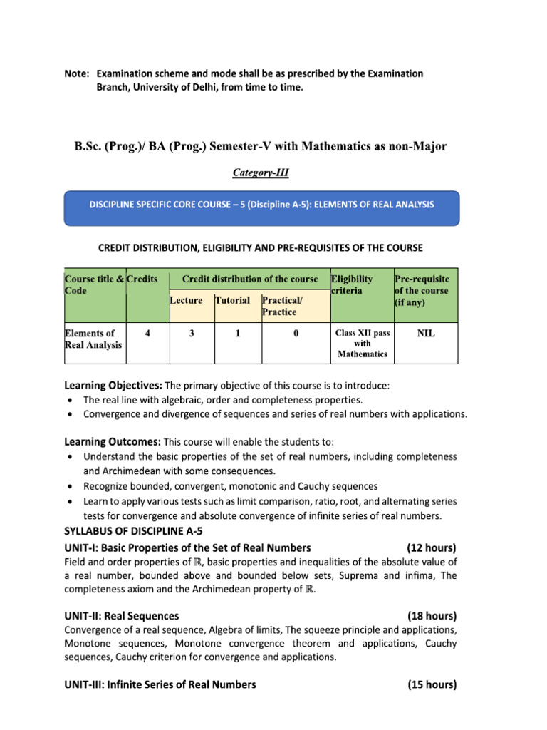 Maths 5 Sem Syllabus | PDF