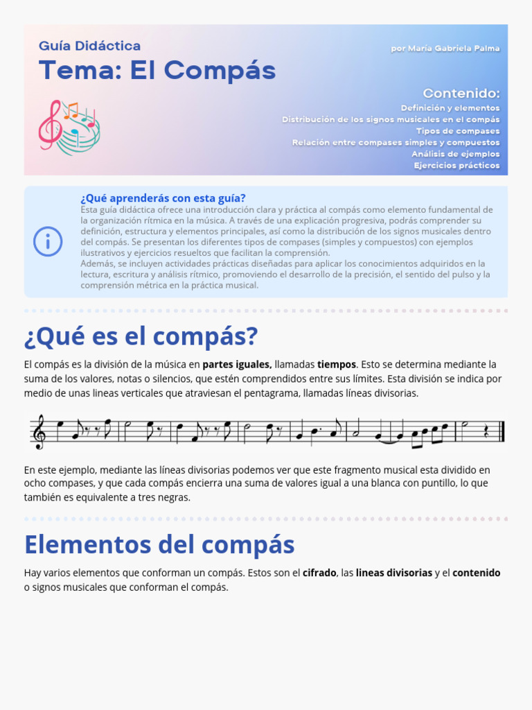 El Compás - Guía Didáctica | PDF | Ritmo y medidor | Composiciones ...