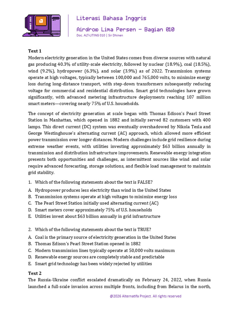 (Soal-Liting) 10. Statements - True and False | PDF | Electric Power ...