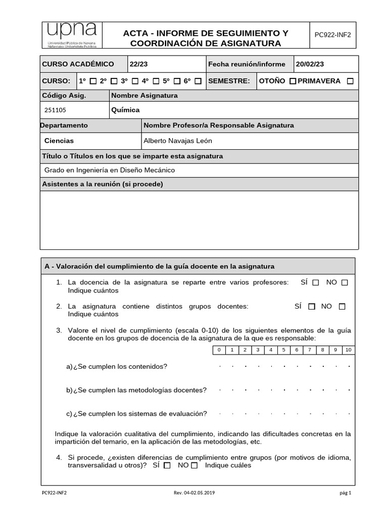PC922 INF2 Acta Informe Seguimiento y Coordinacion Asignatura 22 23 ...