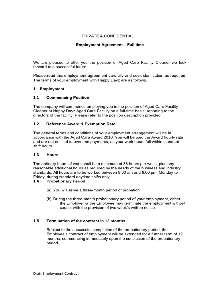 Draft Employment Contract Form - VU | PDF | Employment | Indemnity