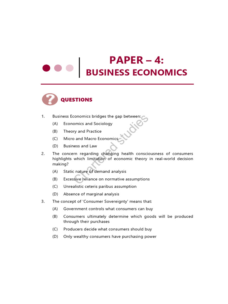 RTP CA Foundation May 2026 PAPER | PDF | Demand | Inflation