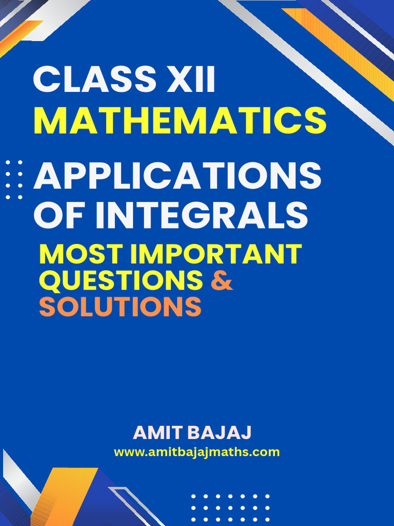 8s. Class Xii Maths (Applications of Integration) Most Important ...