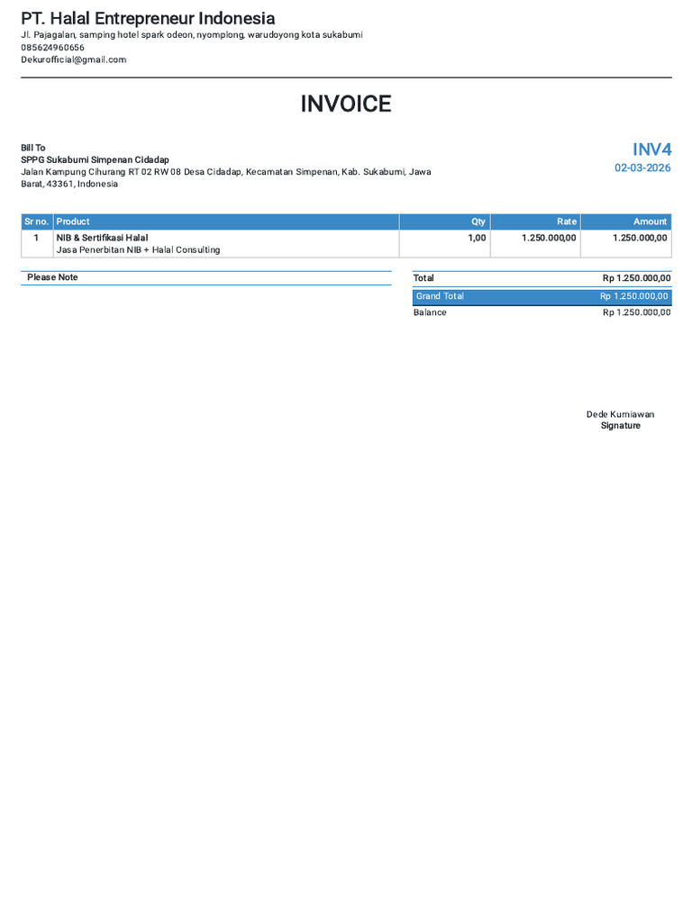 Invoice To SPPG Cidadap I | PDF
