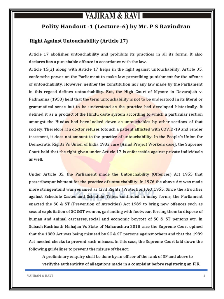 139 Polity G S Polity Class Handout by MR P S Ravindran Sir 2024 | PDF ...