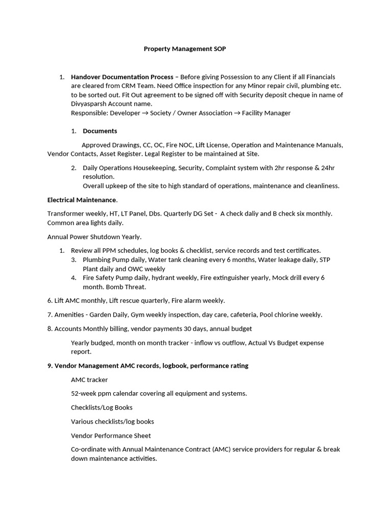 Property Management SOP | PDF