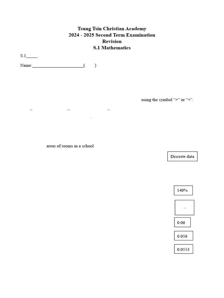 2324 Ma S1 Exam T2 Paper I Sol Updated | PDF | Mathematics