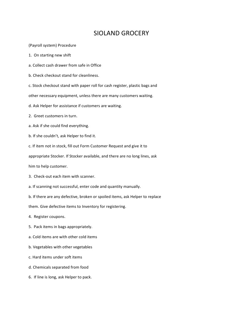 Grocery Store Cashier Procedures | PDF