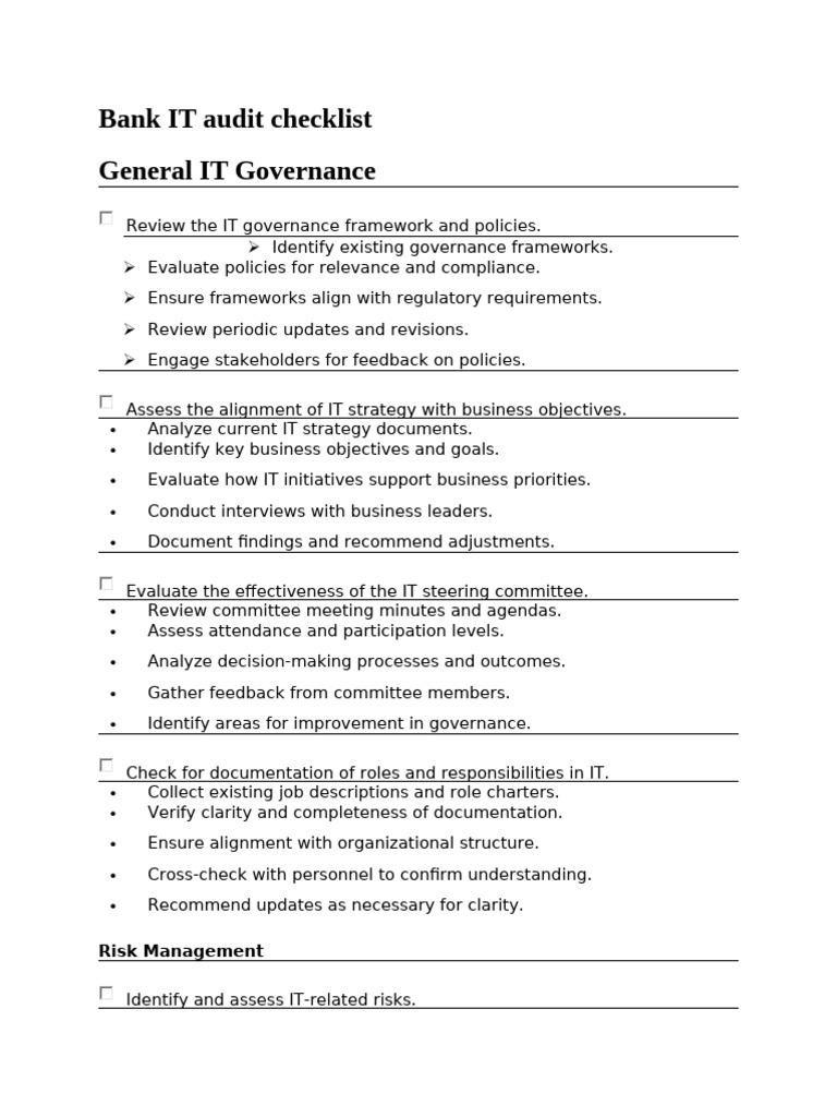 Bank IT Audit Checklist | PDF | Information Security | Security
