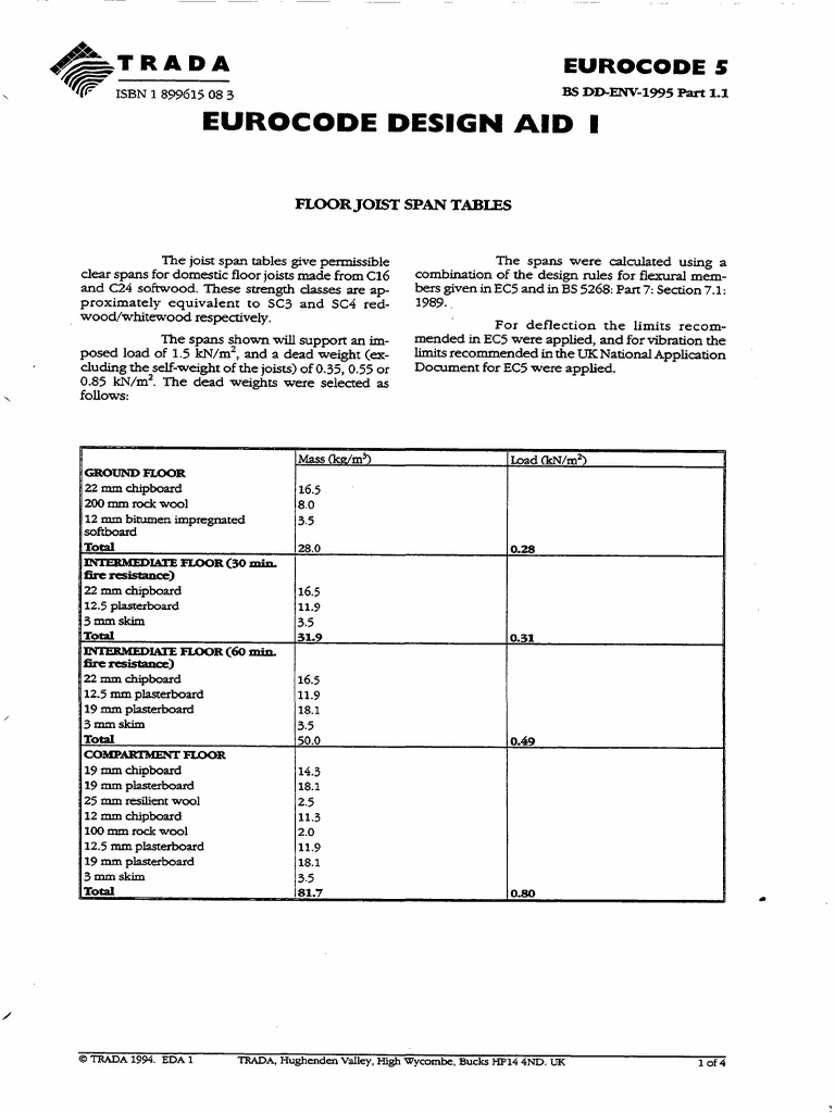 Eurocode5-Design Aid 1 | PDF