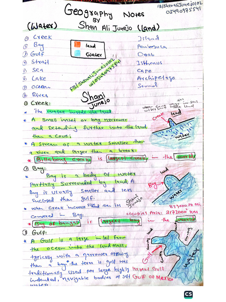 Handwritten Basic Geography Notes Terms | PDF