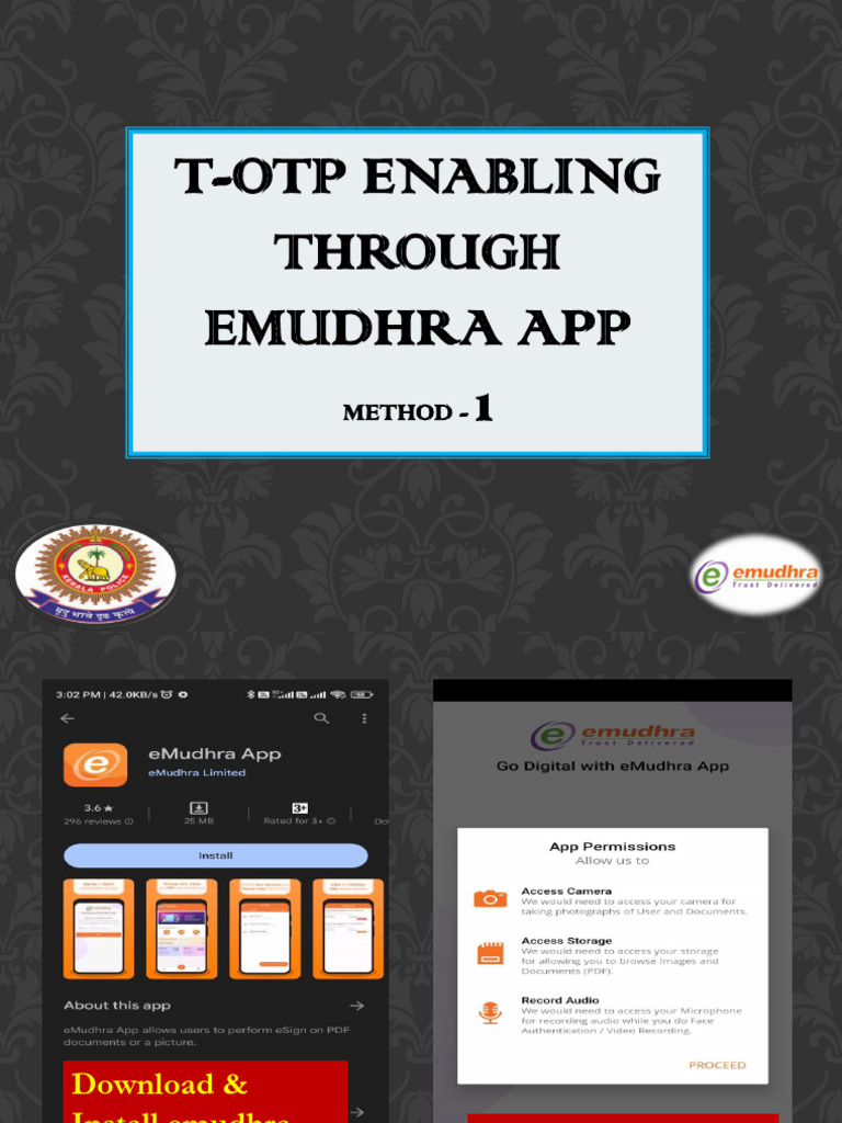 Method 1 - T-otp Enabling Through Emudhra App | PDF