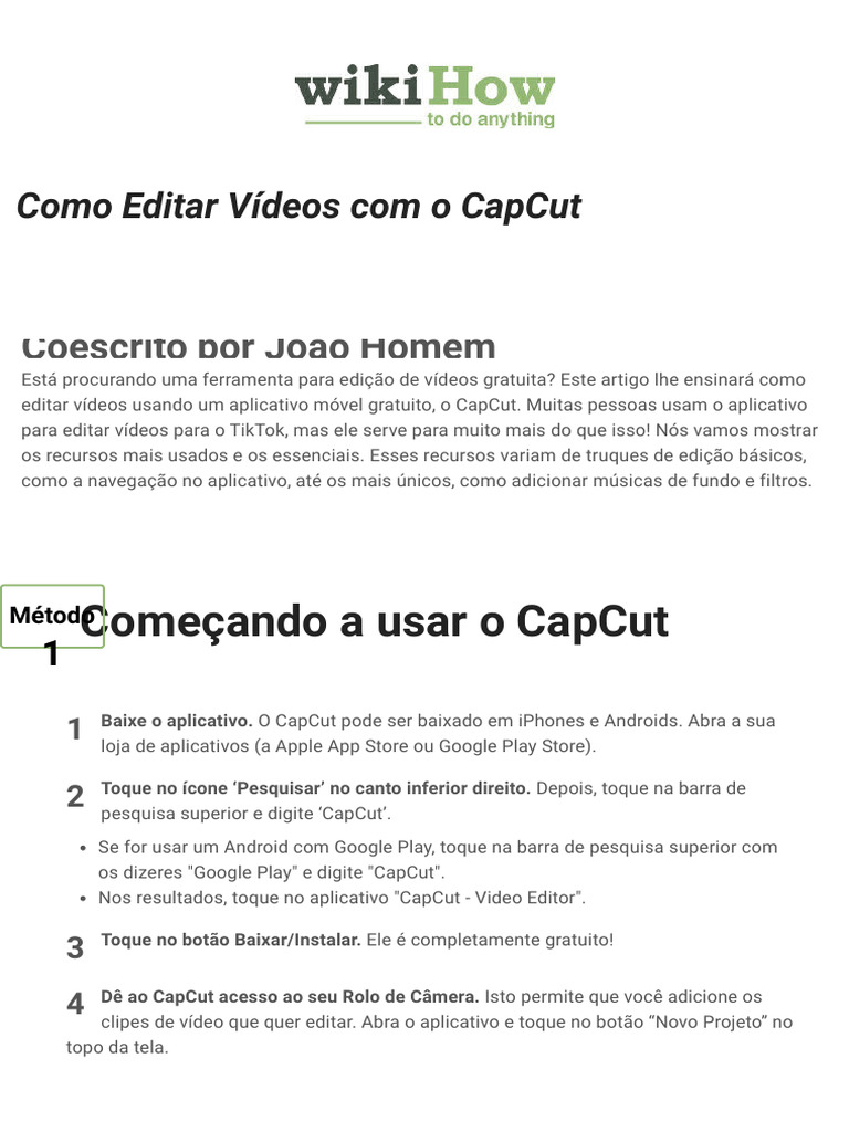 4 Formas de Editar Vídeos Com o CapCut - Wikihow | PDF | Aplicativo ...