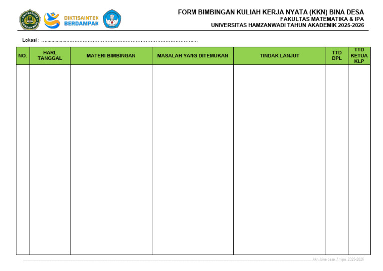 Form Bimbingan DPL | PDF