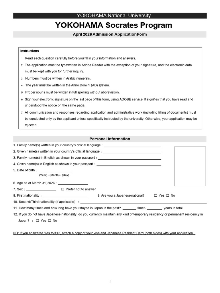 Socrates Application Form 2026 | PDF