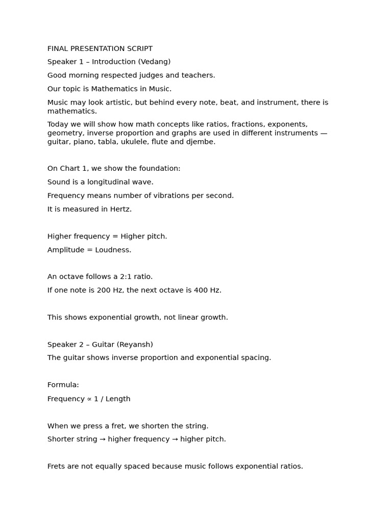 Final Presentation Script | PDF | Pitch (Music) | Frequency