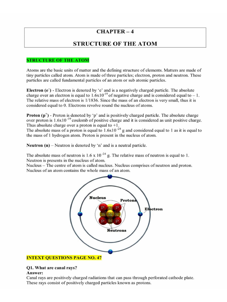 Structure of Atom | PDF