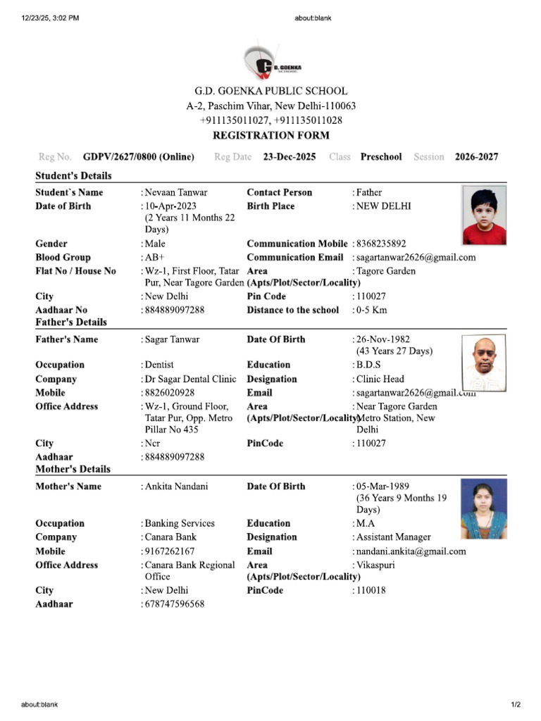Gd Goenka Form | PDF