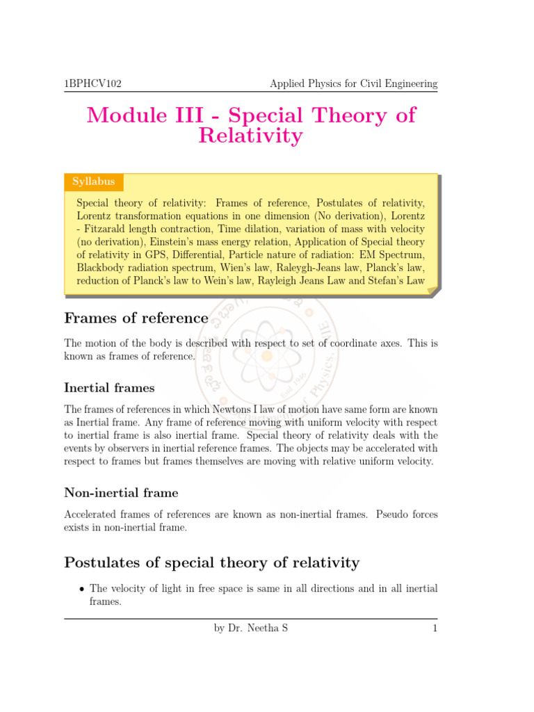 Special Theory of Realtivity Complete | PDF | Special Relativity ...