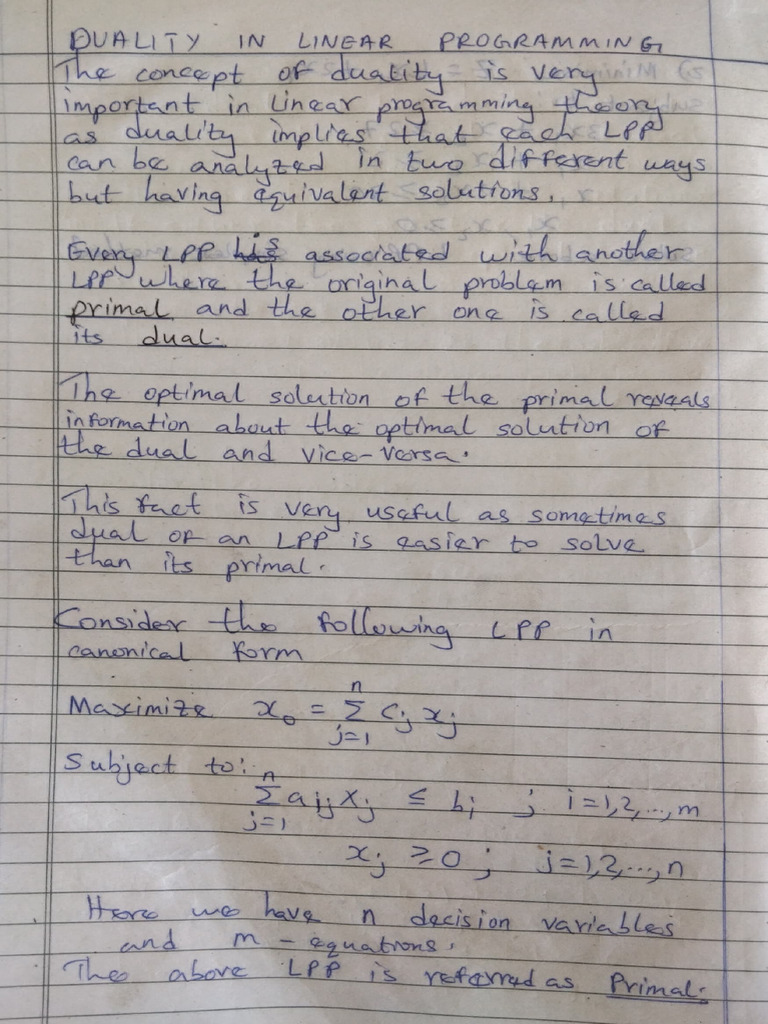 Operations Research - Duality in Linear Programming | PDF