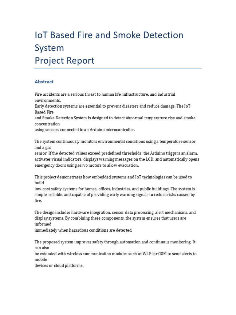 IOT Fire Smoke Detection Project Report | PDF | Internet Of Things ...