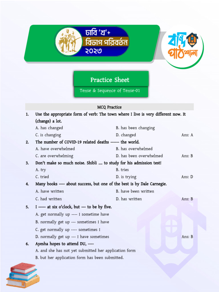 Lec-03-Practice Sheet-Tense & Sequence of Tense-1 | PDF