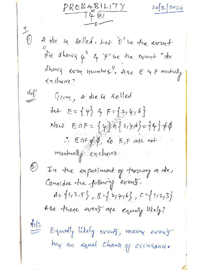Probability - 14 (A) | PDF