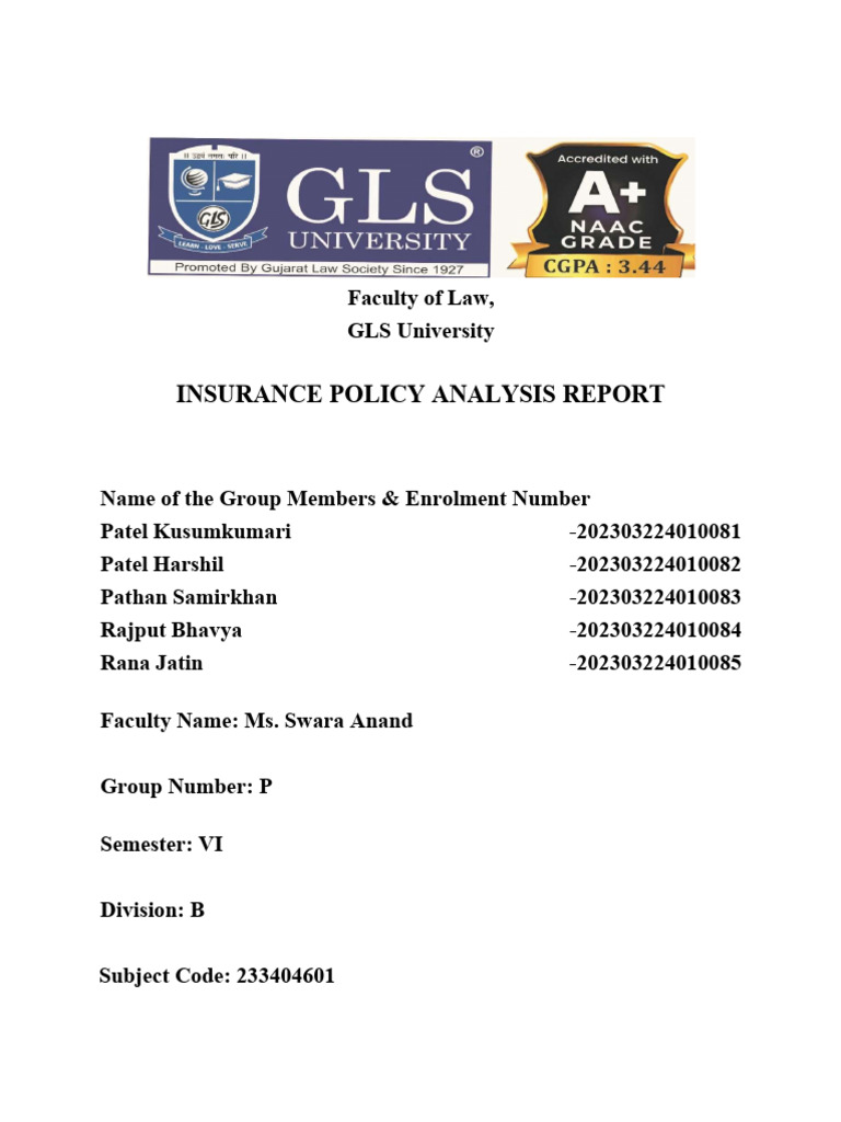Insurance Policy Analysis Assignment | PDF