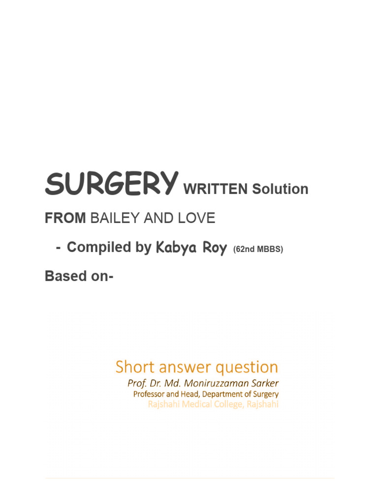 SURGERY WRITTEN Solution FROM BAILEY AND LOVE | PDF | Bleeding ...