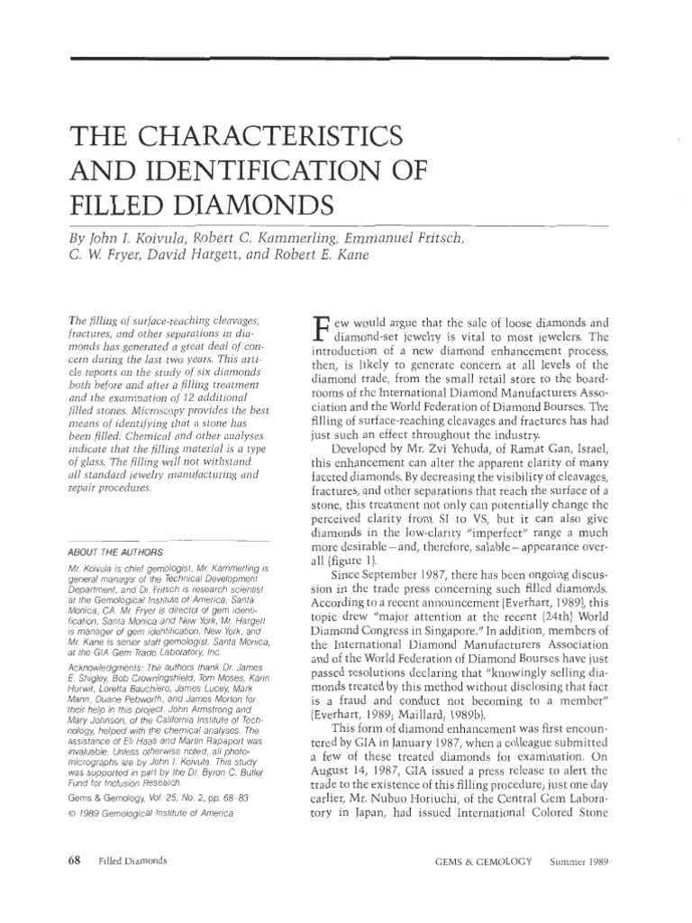 The Characteristics and Identification of Filled Diamonds | PDF ...