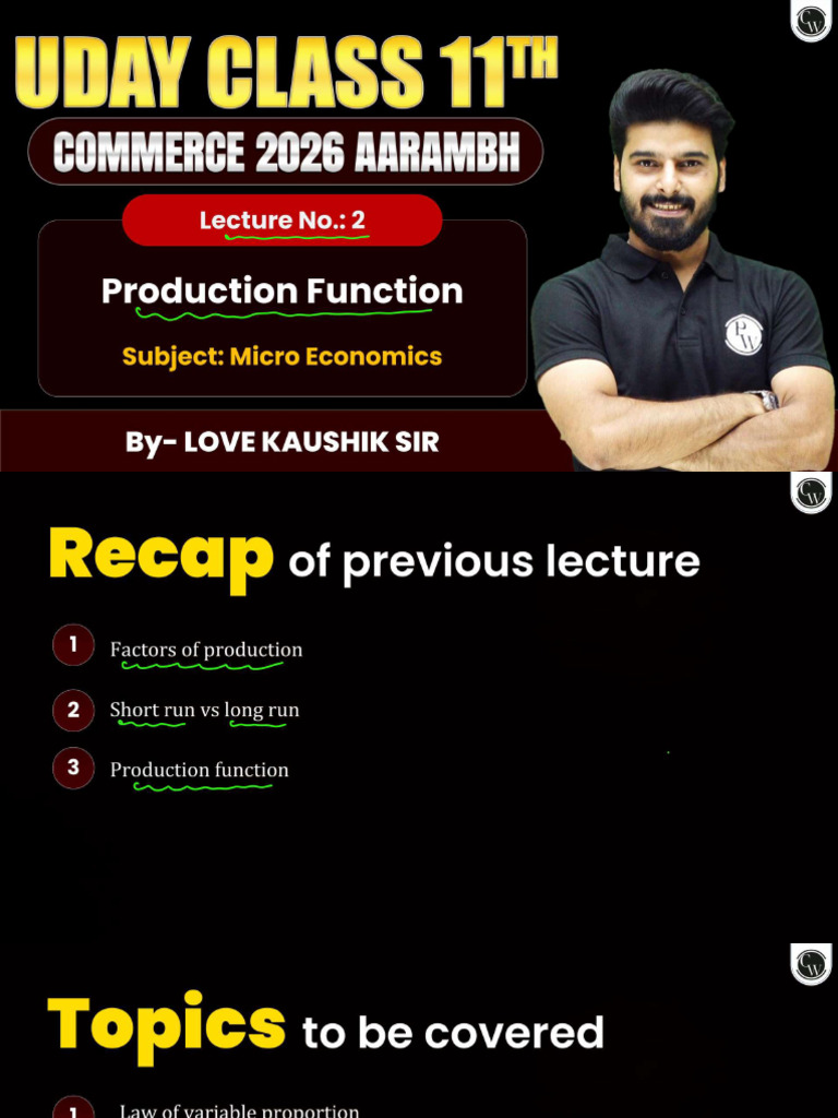 Production Function 02 - Class Notes | PDF