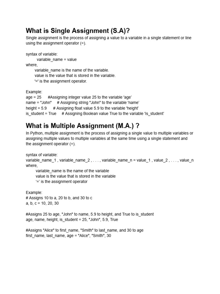 Python Unit 2 Lecture 7 Multiple Assignment | PDF | Computer ...